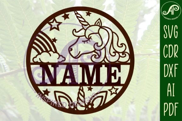 Cartoon Unicorn Name Sign SVG Cut File: A Magical Digital Asset