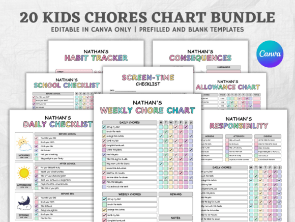 Transform Daily Tasks with a Colorful Kids Chore Chart Bundle